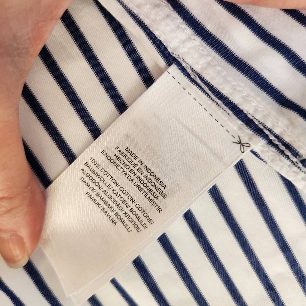 Lauren Ralph Lauren Blue White Striped Button Down Shirt Womens 3X Cotton - Picture 3 of 12